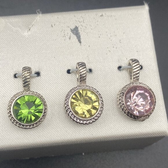 Vtg Roman RMN Necklace Interchangeable 7 Pendant Green Purple Yellow Pink Box - Picture 12 of 13